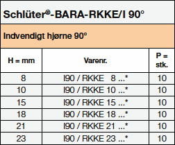 Schlüter®- BARA-RKKE/I 90°